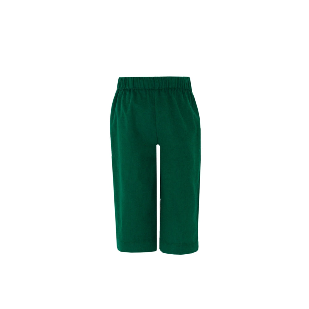 Reindeer Face Smocked Pant Set - Green