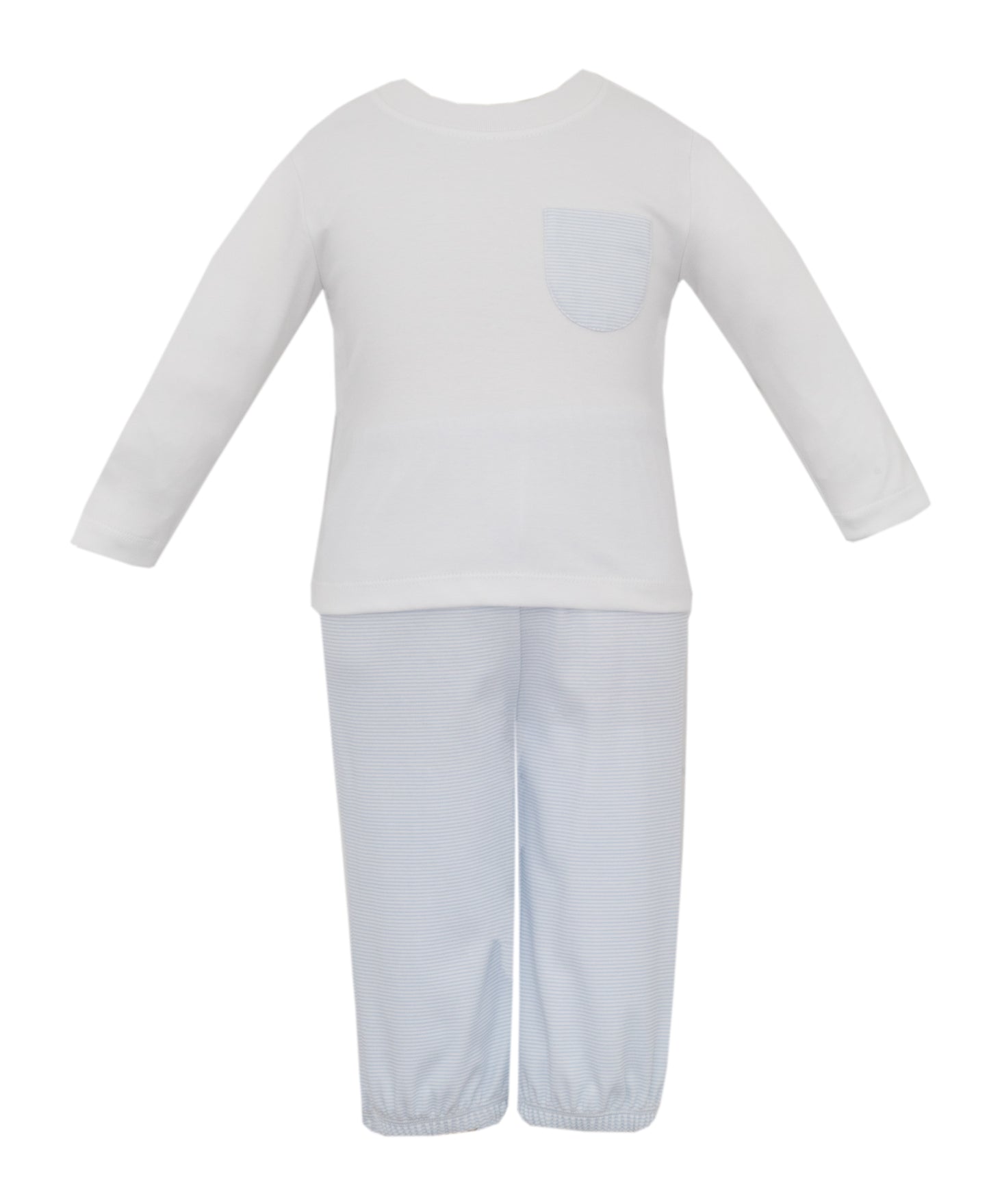 Light Blue Knit Stripe Pant Set