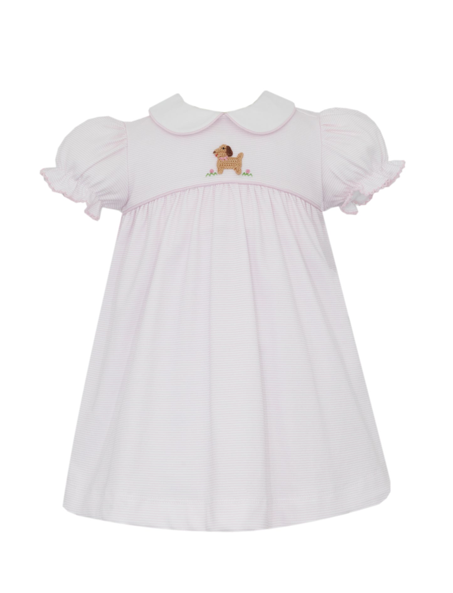 Puppies Striped Dress - Pink