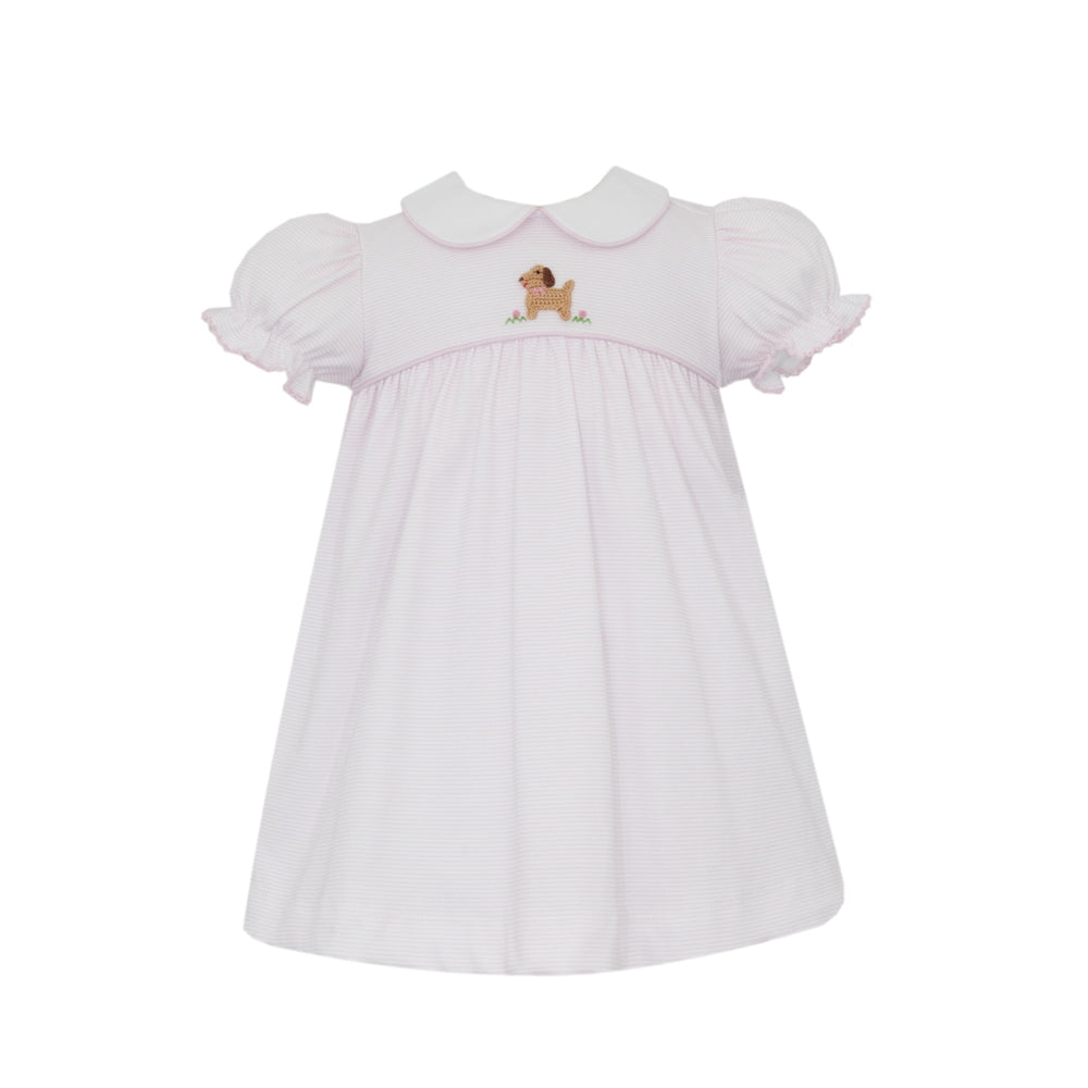 Puppies Striped Dress - Pink