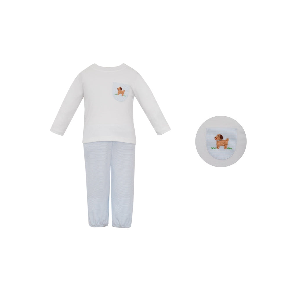 Puppies Striped Pant Set - Blue