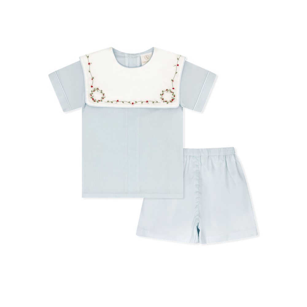 Christian Short Set - Blessings Blue Batiste, Holly
