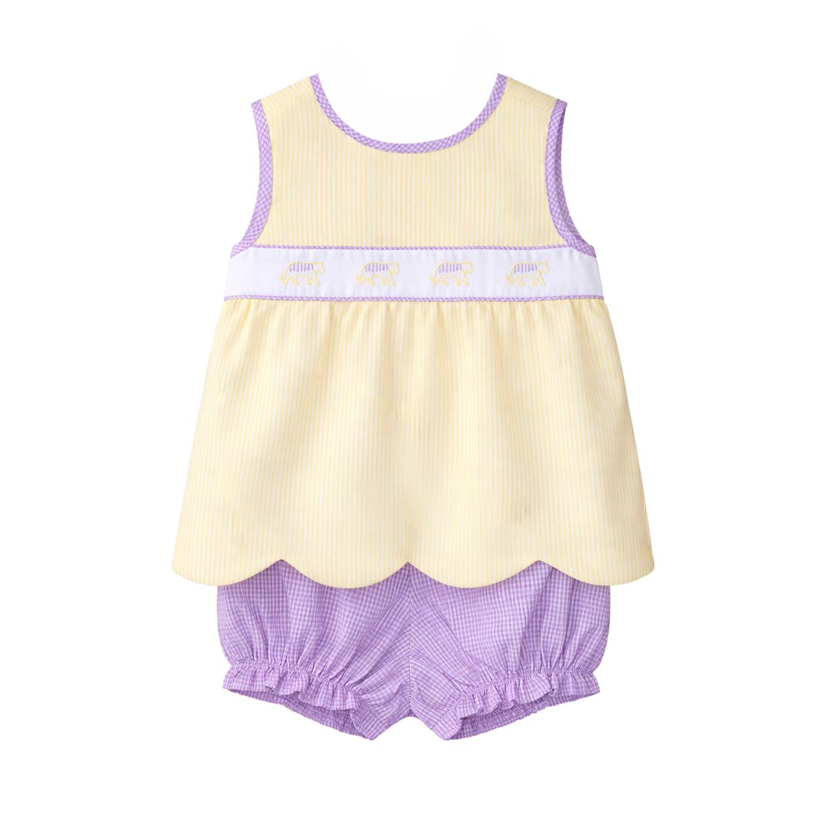 Elaine Scallop Bloomer Set, Yellow Tiger Stripe