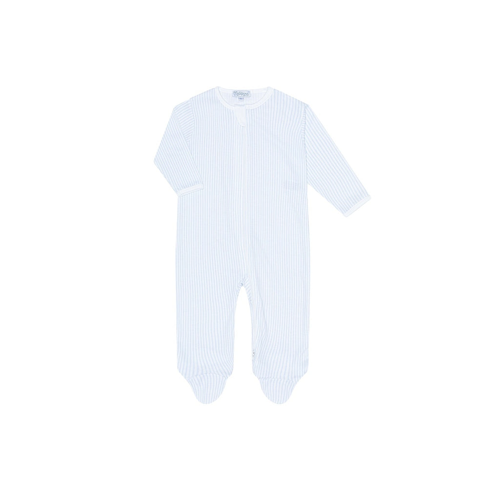 Blue Classic Stripes Zipper Footie