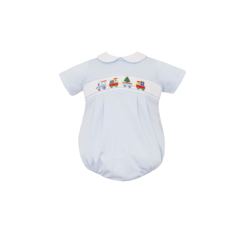 Christmas Train Smocked Knit Bubble