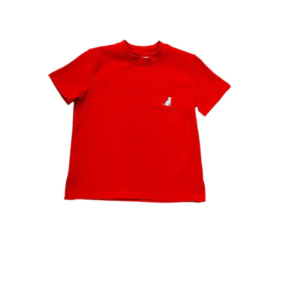 Crew Neck Pocket Tee - Red