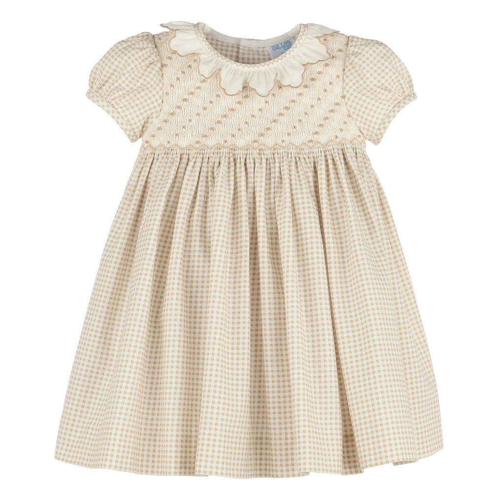 Cottagecore Smock Dress, Beige Seaux Kids Boutique Cottagecore Smock Dress, Beige Seaux Kids Boutique