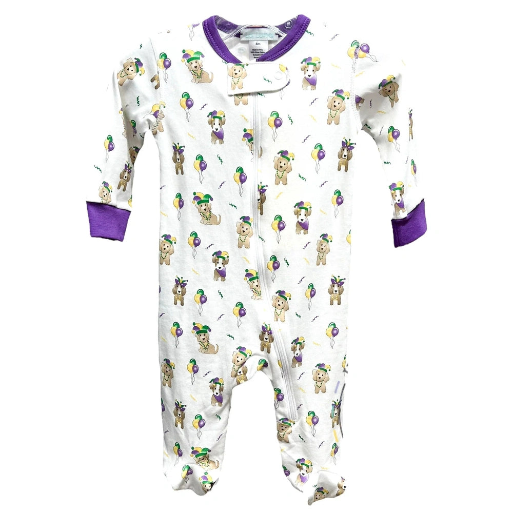Mardi Gras Puppy Boy Footies