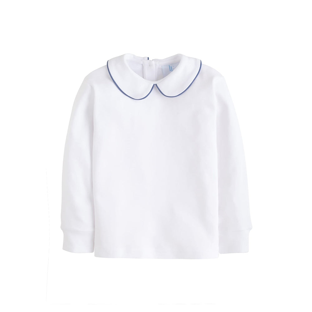 Piped Peter Pan Shirt - Gray Blue