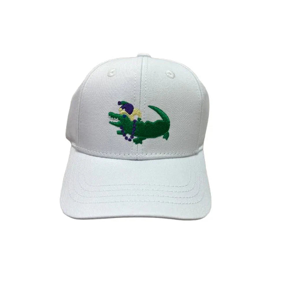 Mardi Gras Gator Cap - White