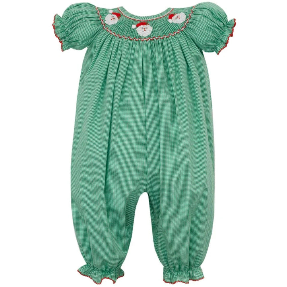Santa Face Smocked Long Bubble