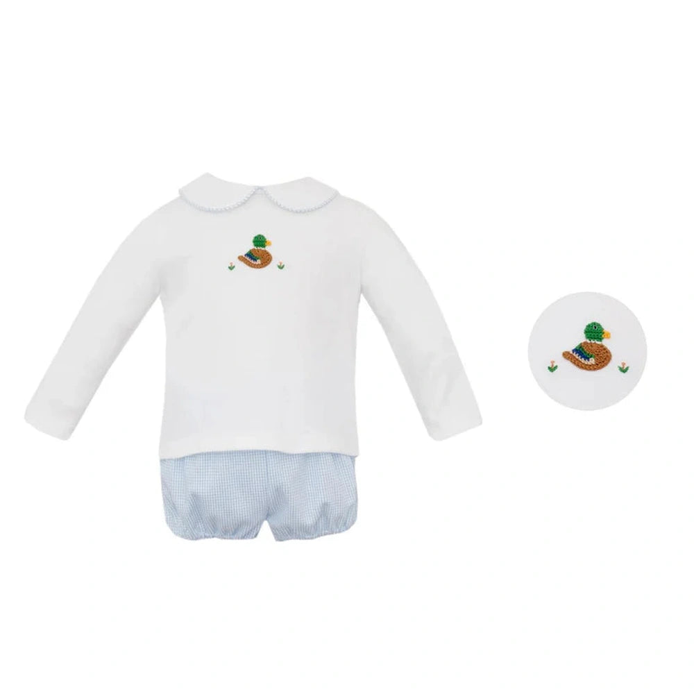 MALLARD DUCK - BLUE CHECK KNIT DIAPER SET