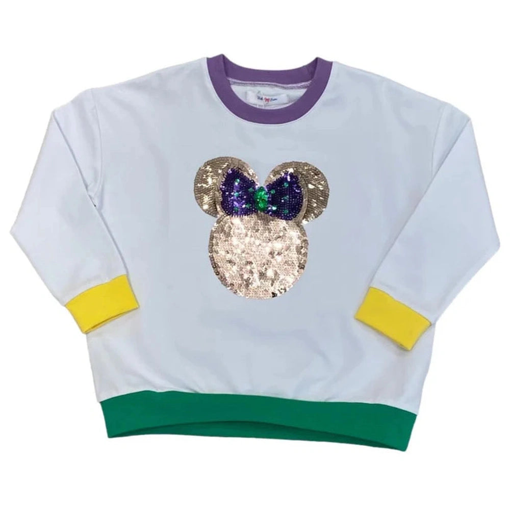 Mardi Gras Minnie Sequin Sweatshirt