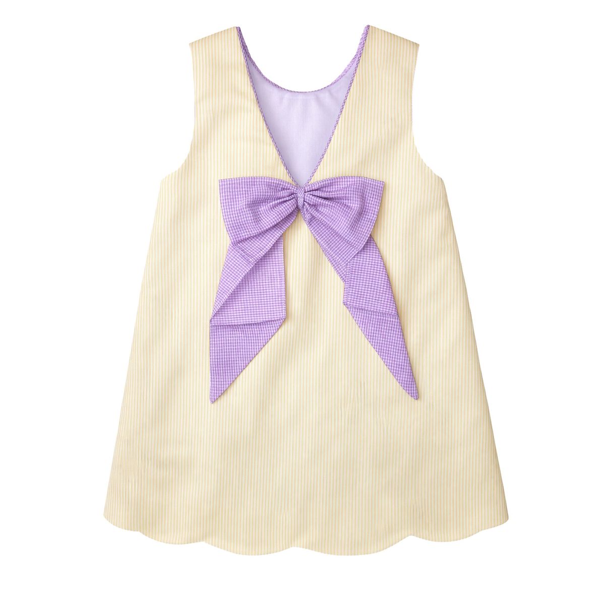 Nora Scallop Dress, Yellow Tiger Stripe