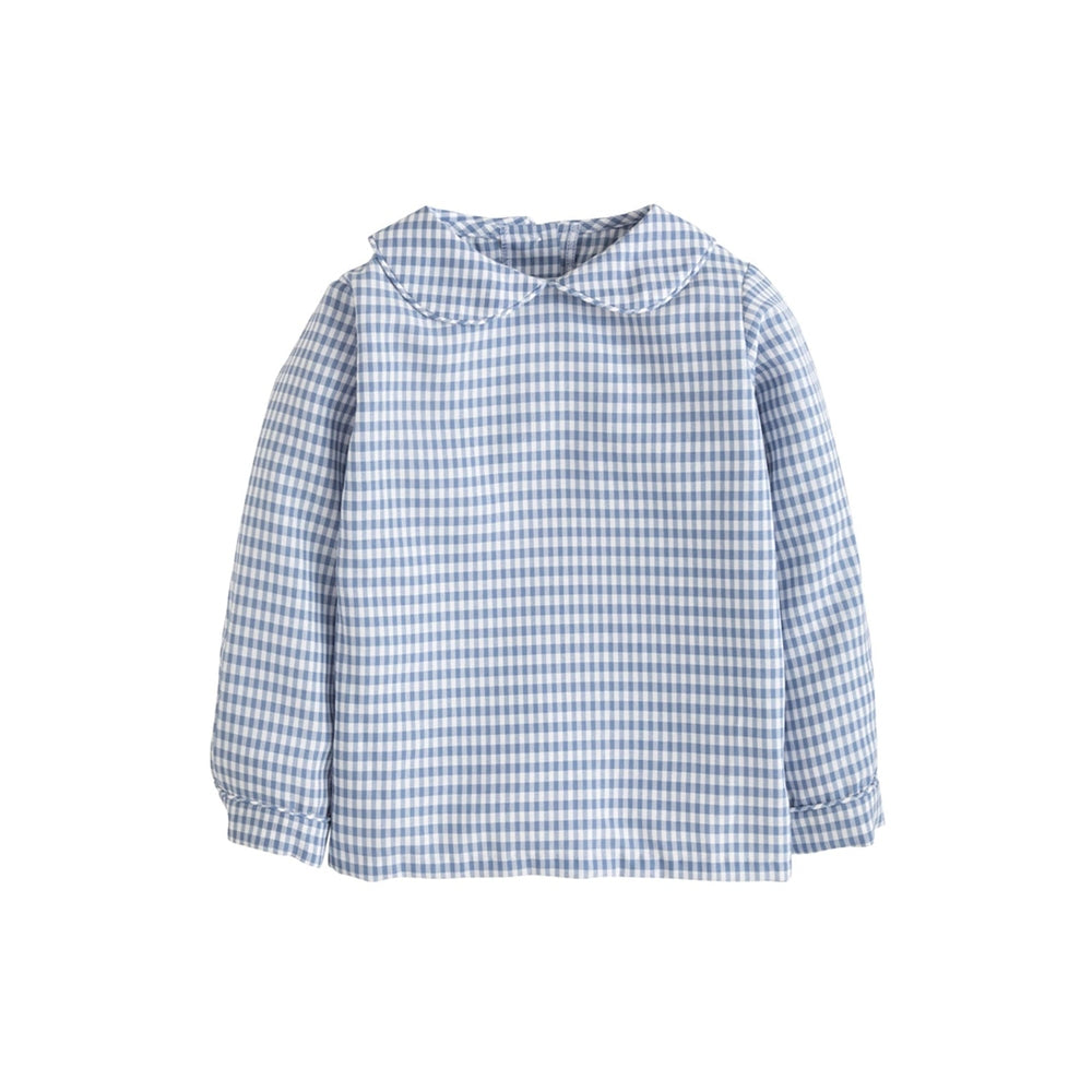 Peter Pan Shirt - Gray Blue Gingham