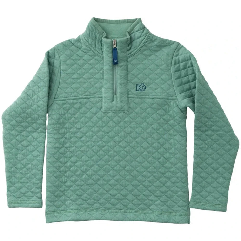 Quilted Zip Pullover - Frosty Spruce