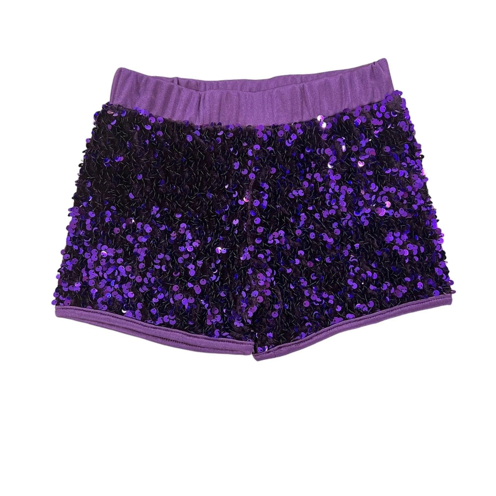 Purple Sequin Shorts