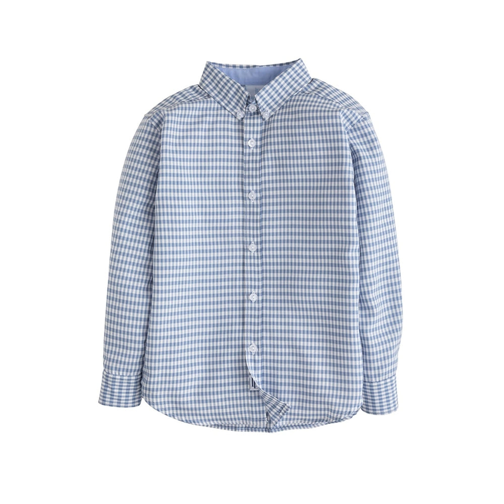 Button Down Shirt - Gray Blue Gingham