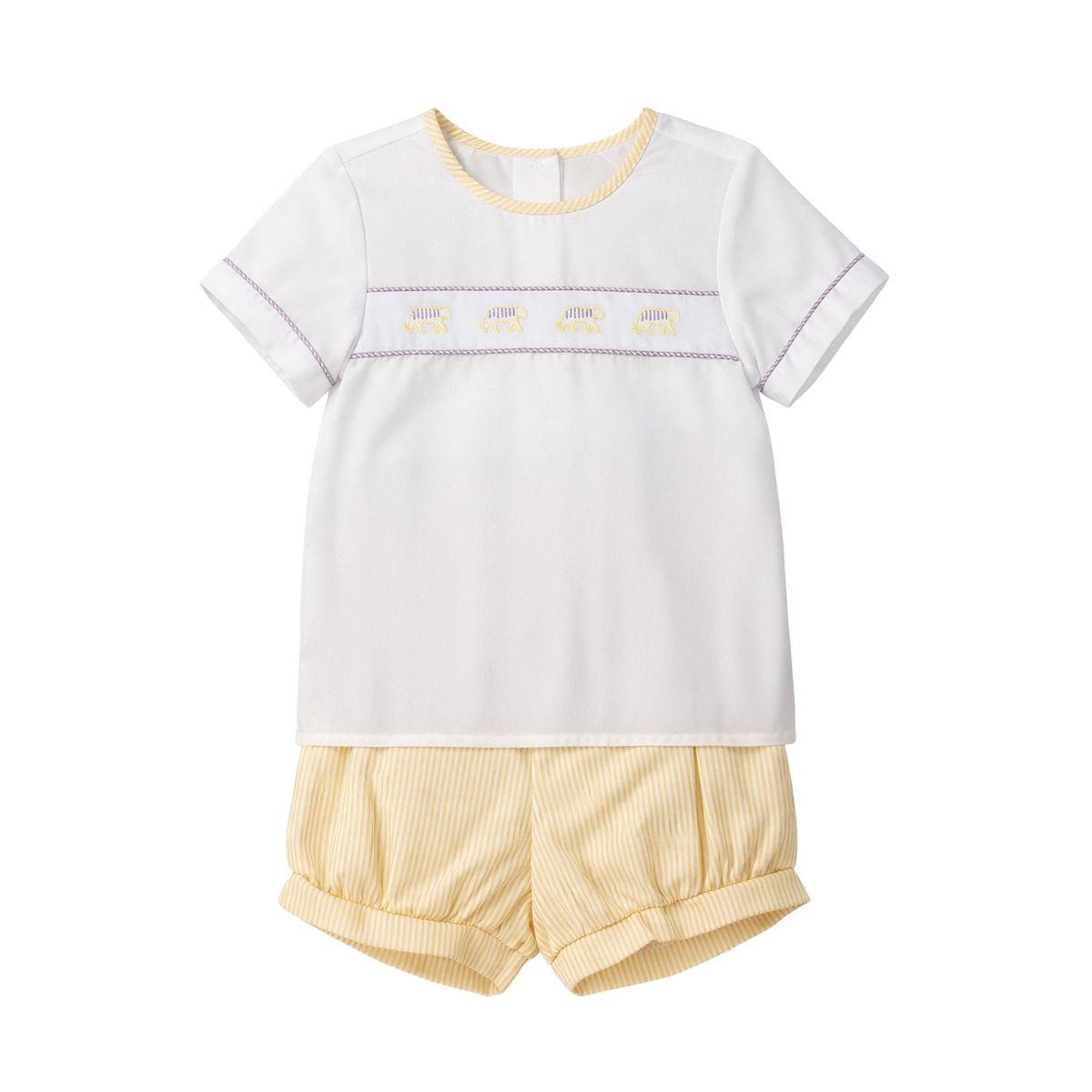 Wyatt Banded Short Set, Yellow Tiger Stripe