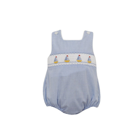 Smocked Sailboat Bubble - Blue