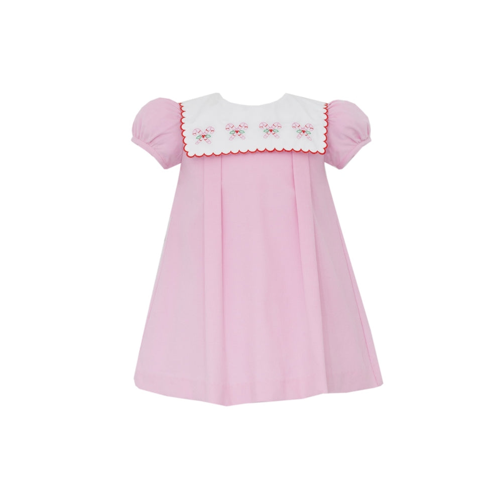 Candy Cane Scalloped Collar Dress