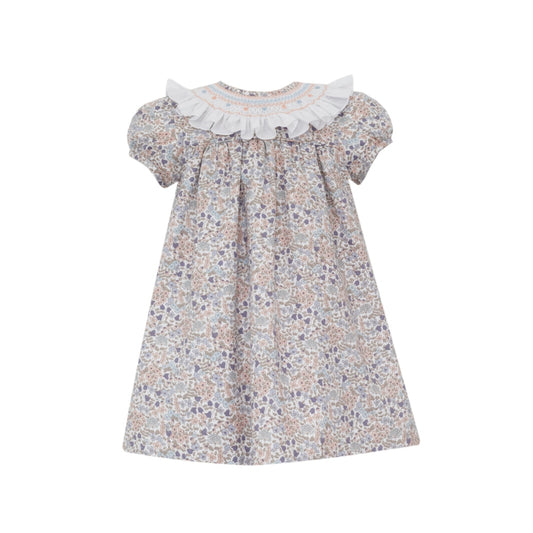 JULIETTE DRESS - ORANGE & BLUE LIBERTY FLORAL