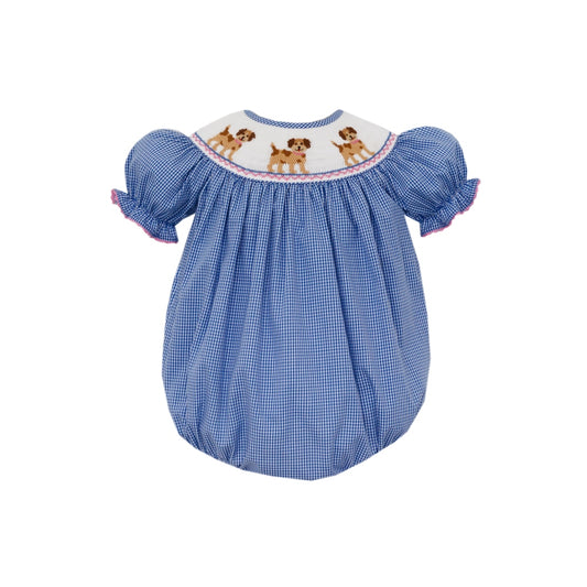 Puppies Smocked Bishop Bubble - Royal Blue