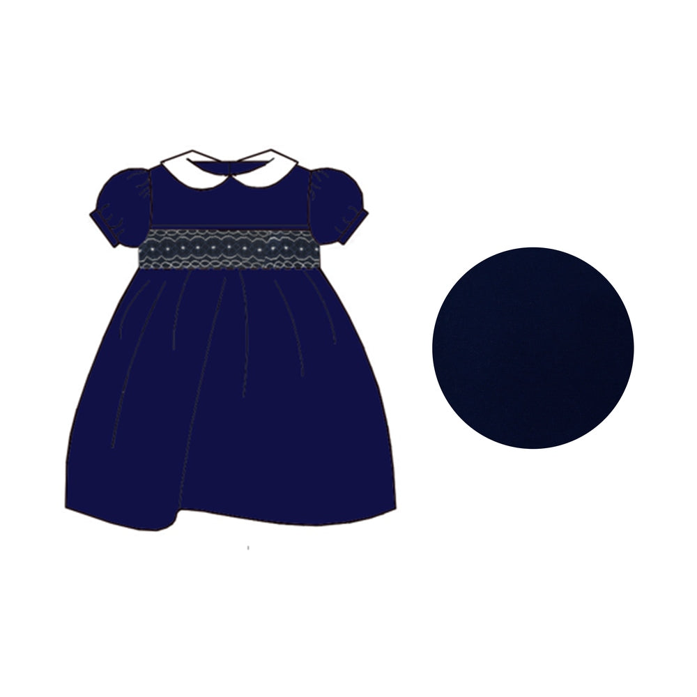 Navy Smocked Dress