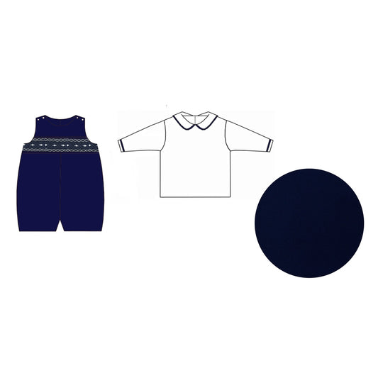 Navy blue short jon jon w/ shirt set