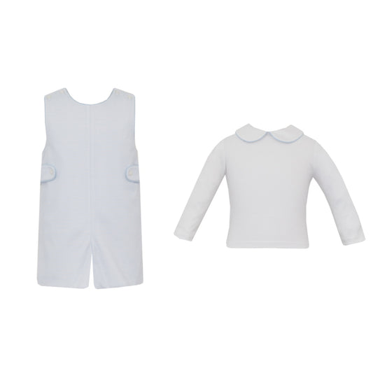 Light Blue Knit Striped Jon Jon Set