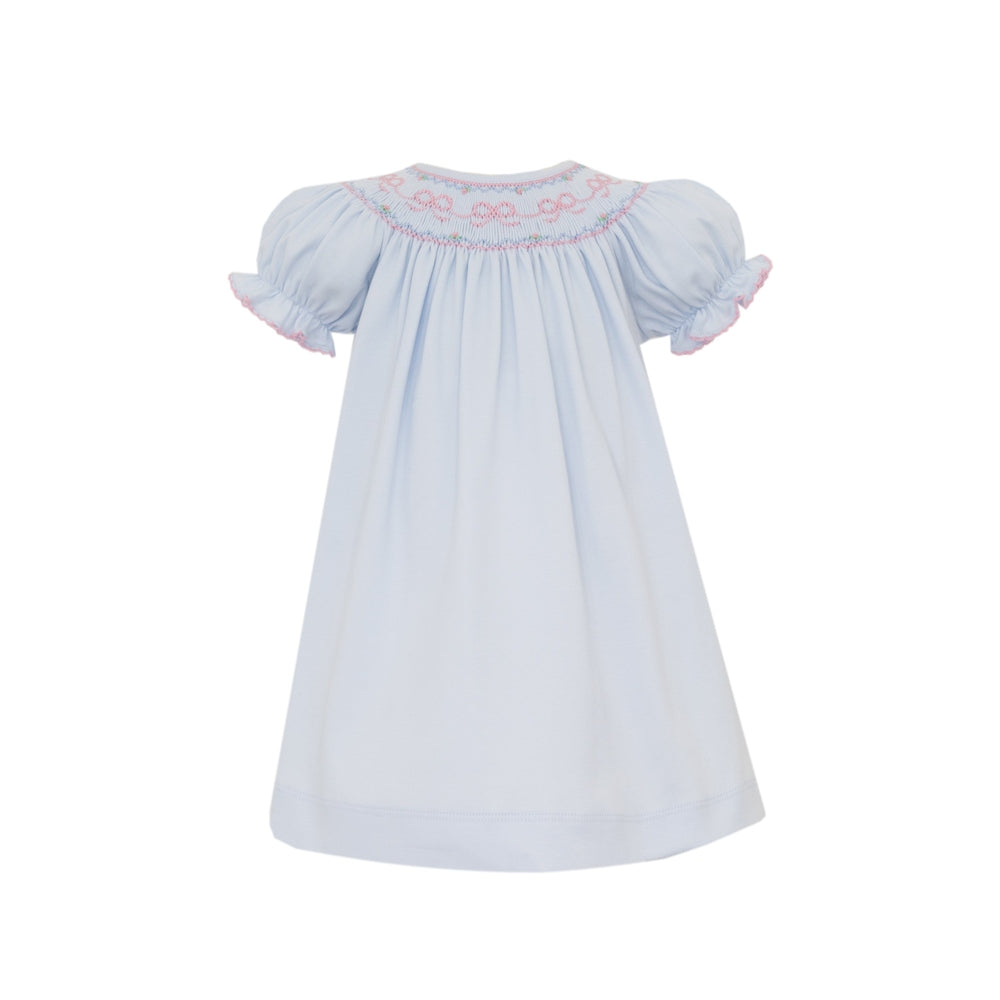BOW SMOCKED KNIT DRESS