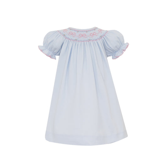 BOW SMOCKED KNIT DRESS