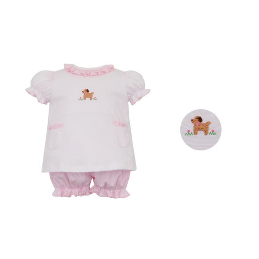 Puppies Striped Bloomer Set - Pink