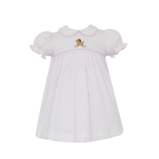 Puppies Striped Dress - Pink