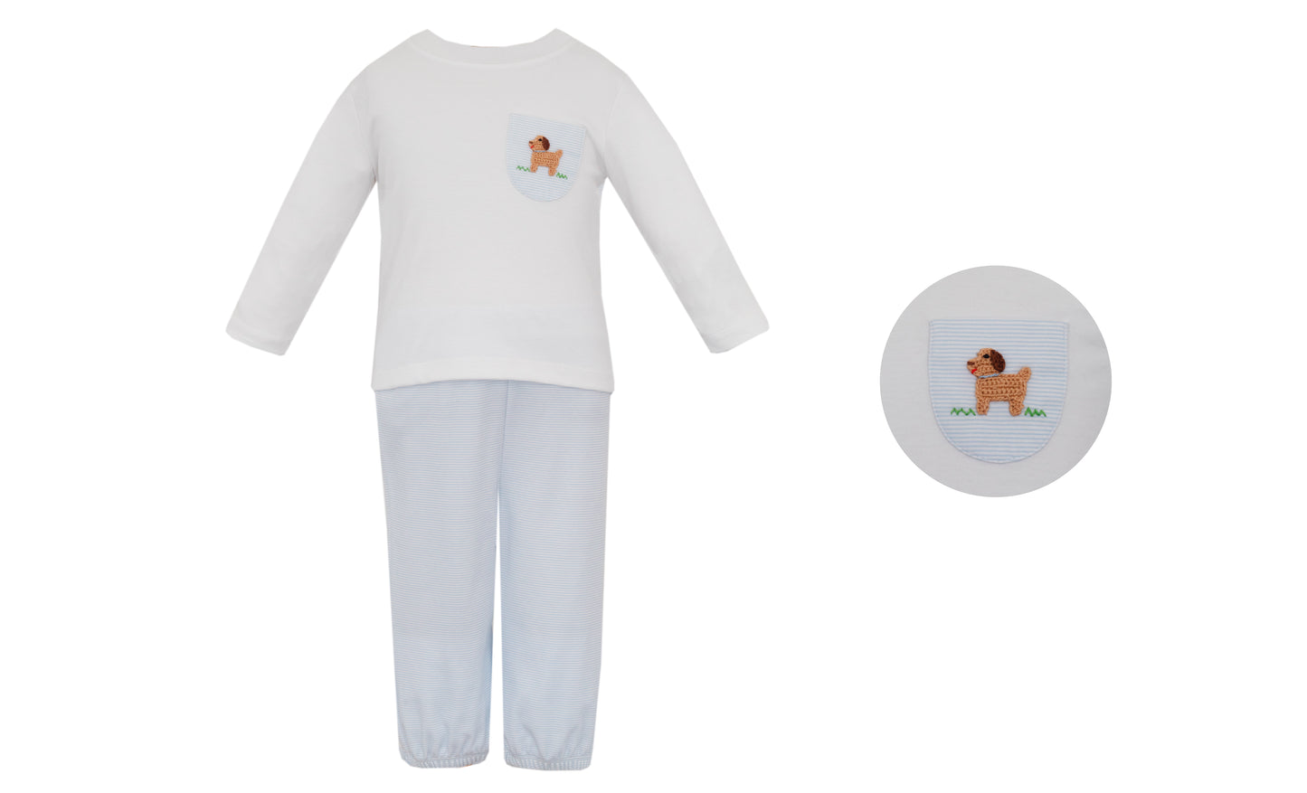 Puppies Striped Pant Set - Blue