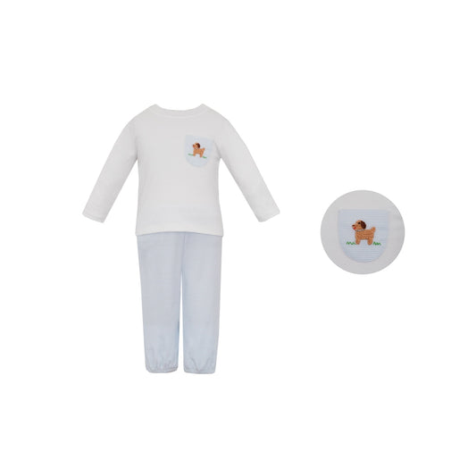 Puppies Striped Pant Set - Blue