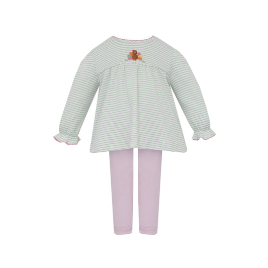 Turkey Green Knit Stripe Legging Set