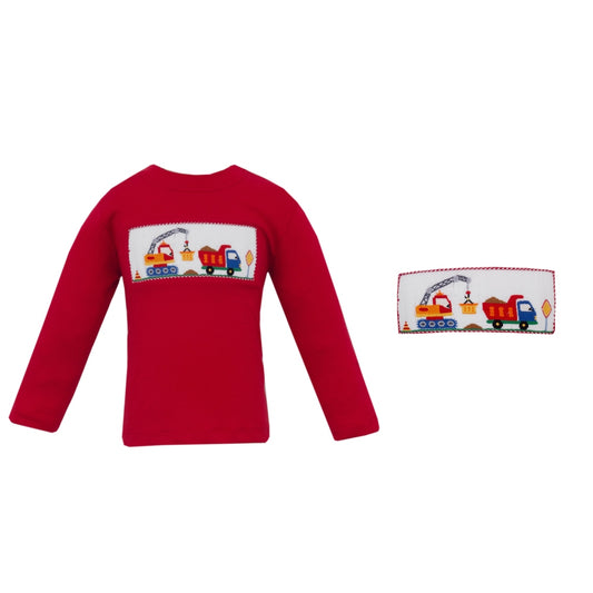 Construction Trucks Long Sleeve Shirt - Red