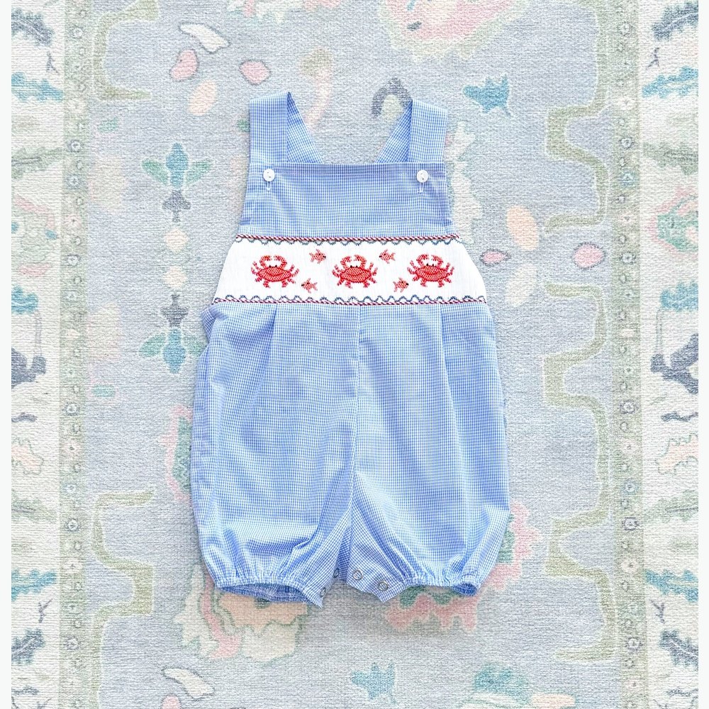 Crab Smocked Sunsuit