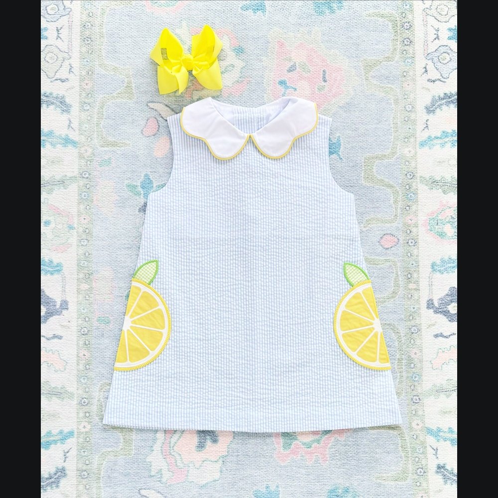 Lemon Seersucker Dress