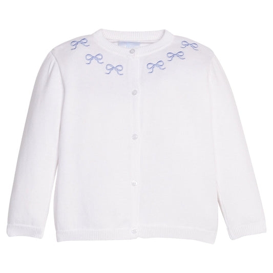 Embroidered Essential Cardigan - Blue Bows
