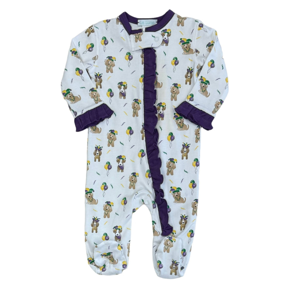 Mardi Gras Puppy Girl Footies