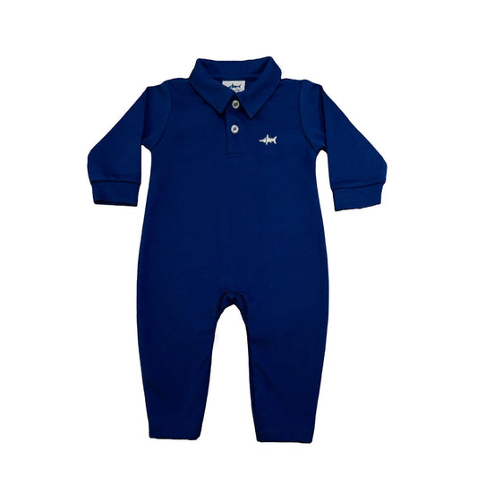 LS POLO ROMPER - NAVY