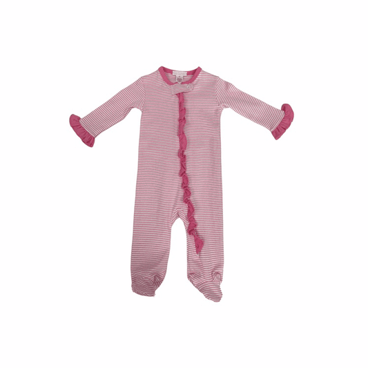 Pink Stripe Pima Footie