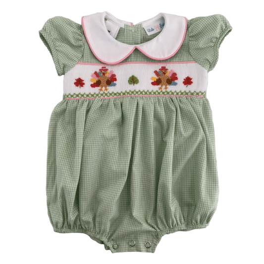 Turkey Smocked Bubble - Sage