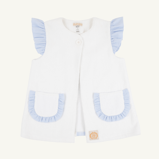 Callie Coverup - White/Blue Seersucker