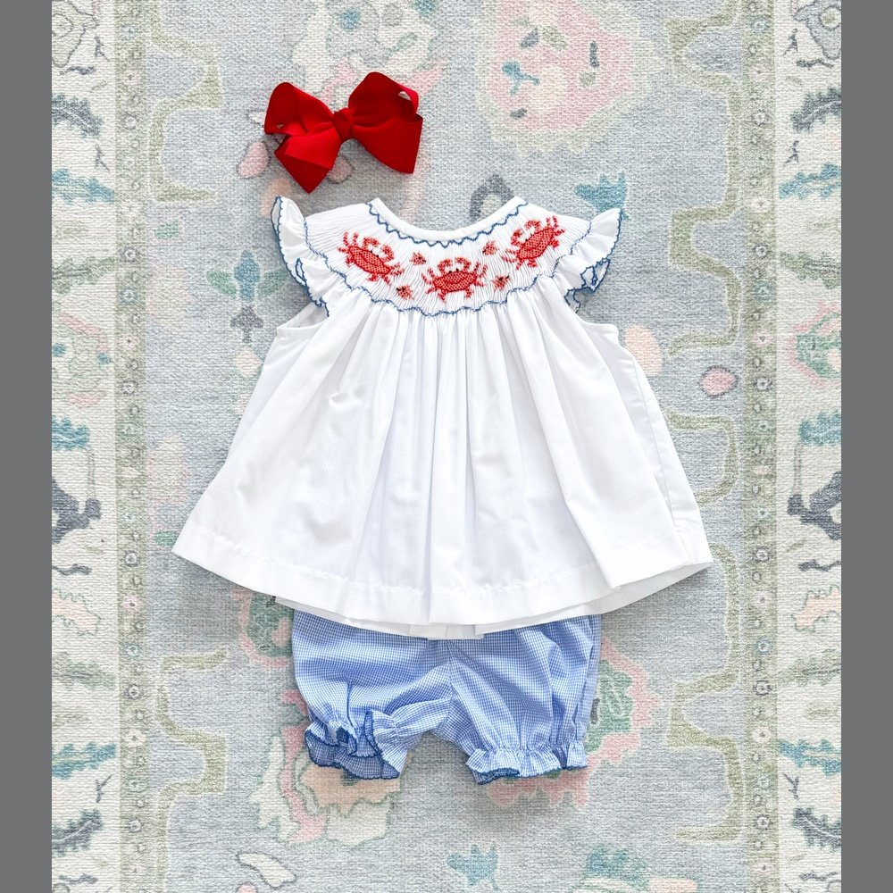 Crab Smocked Bloomer Set