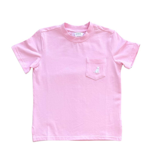 Crew Neck Pocket Tee - Light Pink