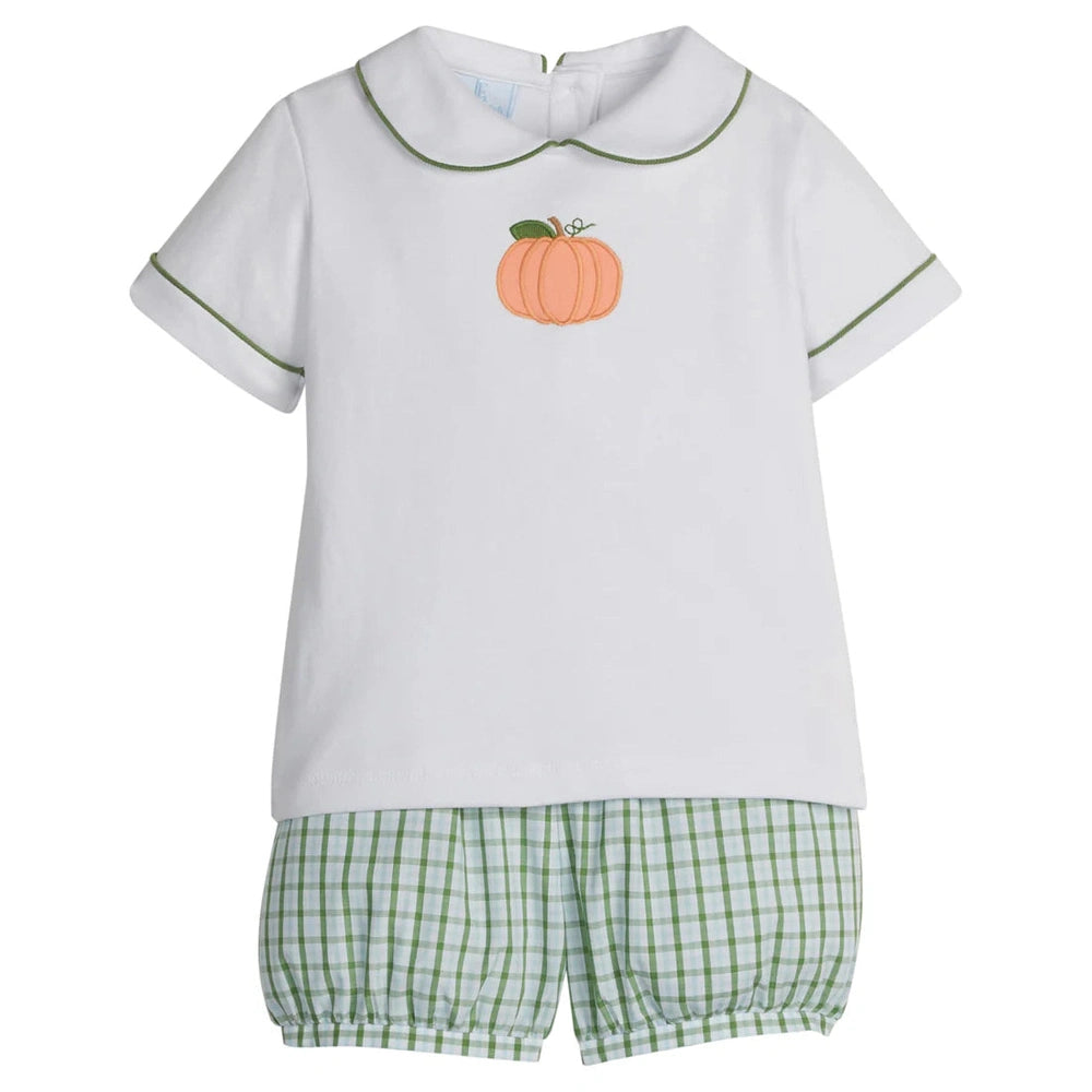 Applique Peter Pan Banded Short Set - Pumpkin