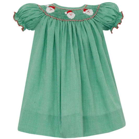 Santa Face Smocked Bishop Dress
